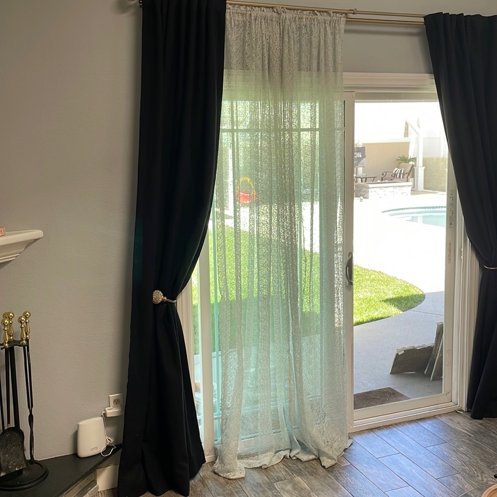 Silver Sheer Shiny Patterned Curtain Panels